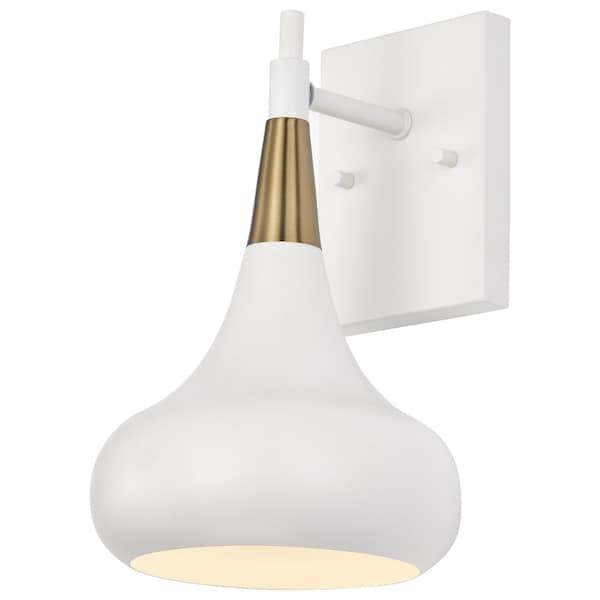 Phoenix 1-Light Wall Sconce - Matte White With Vintage Brass